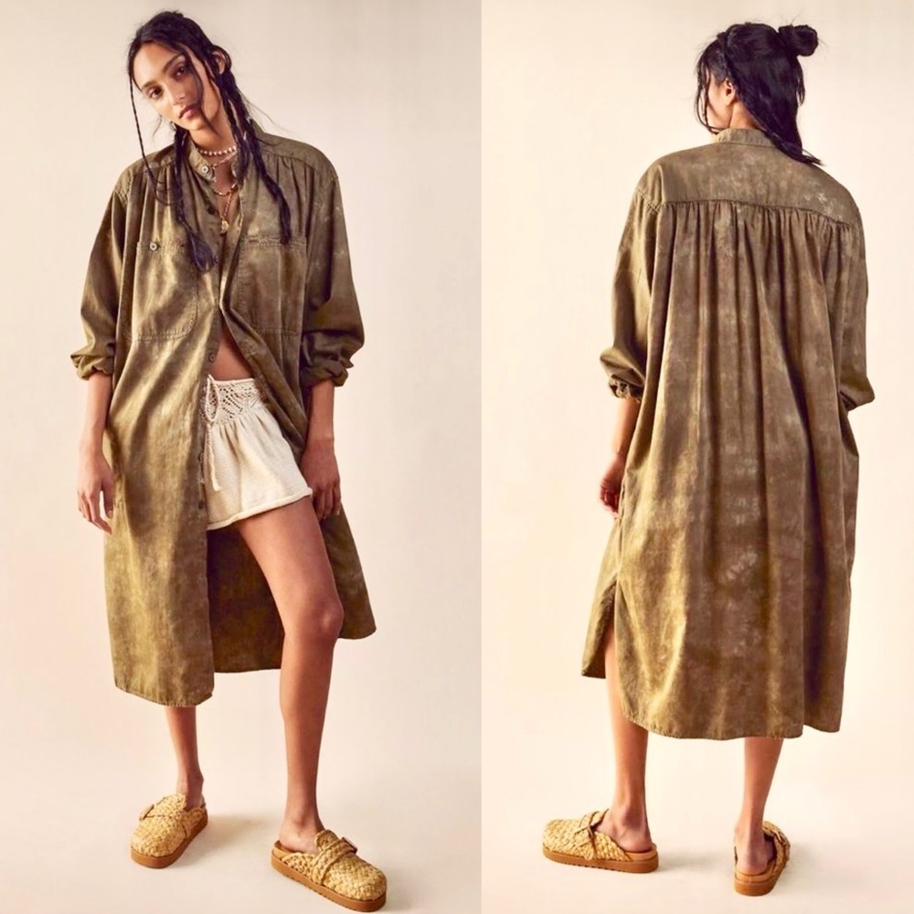 Free People Doctors Collectors Olive Green Tunic Top - NEW